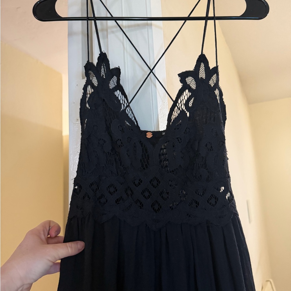 Free People NWT Black Lace Strappy Dress